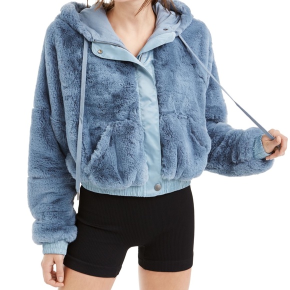 2xHP💝Free People Blue Sherpa Hoodie xs - Picture 3 of 6